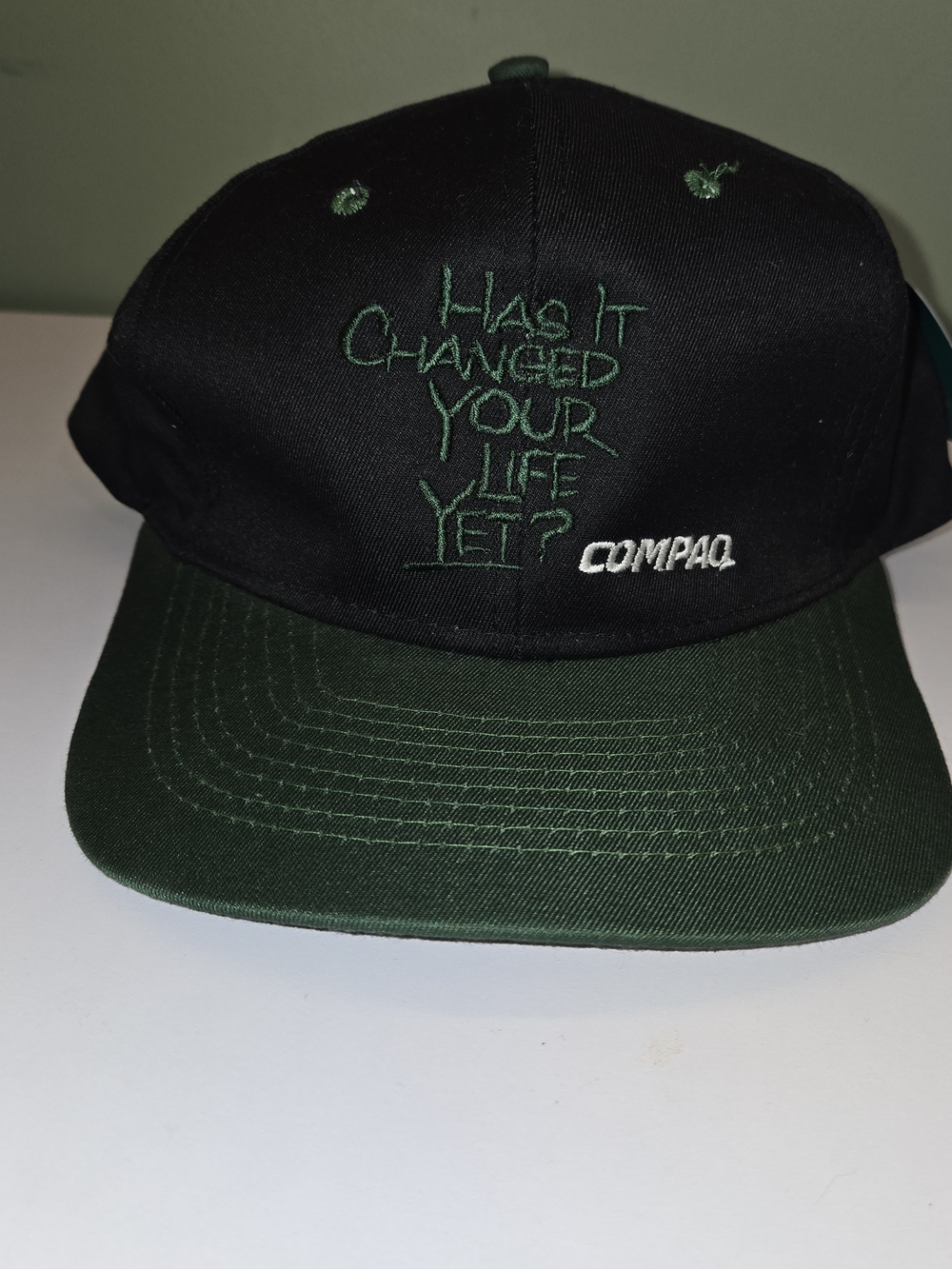 VTG 90s Compaq Computer Promo Hat Snapback Deadstock NWT Tech Slogan Rare